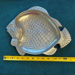 Vintage Silver Metal Flounder serving plate